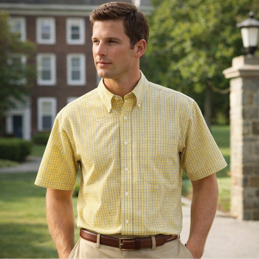 Vintage Brooks Brothers 346 Yellow Plaid Button Down Shirt Y2K Preppy Ivy 90’s L